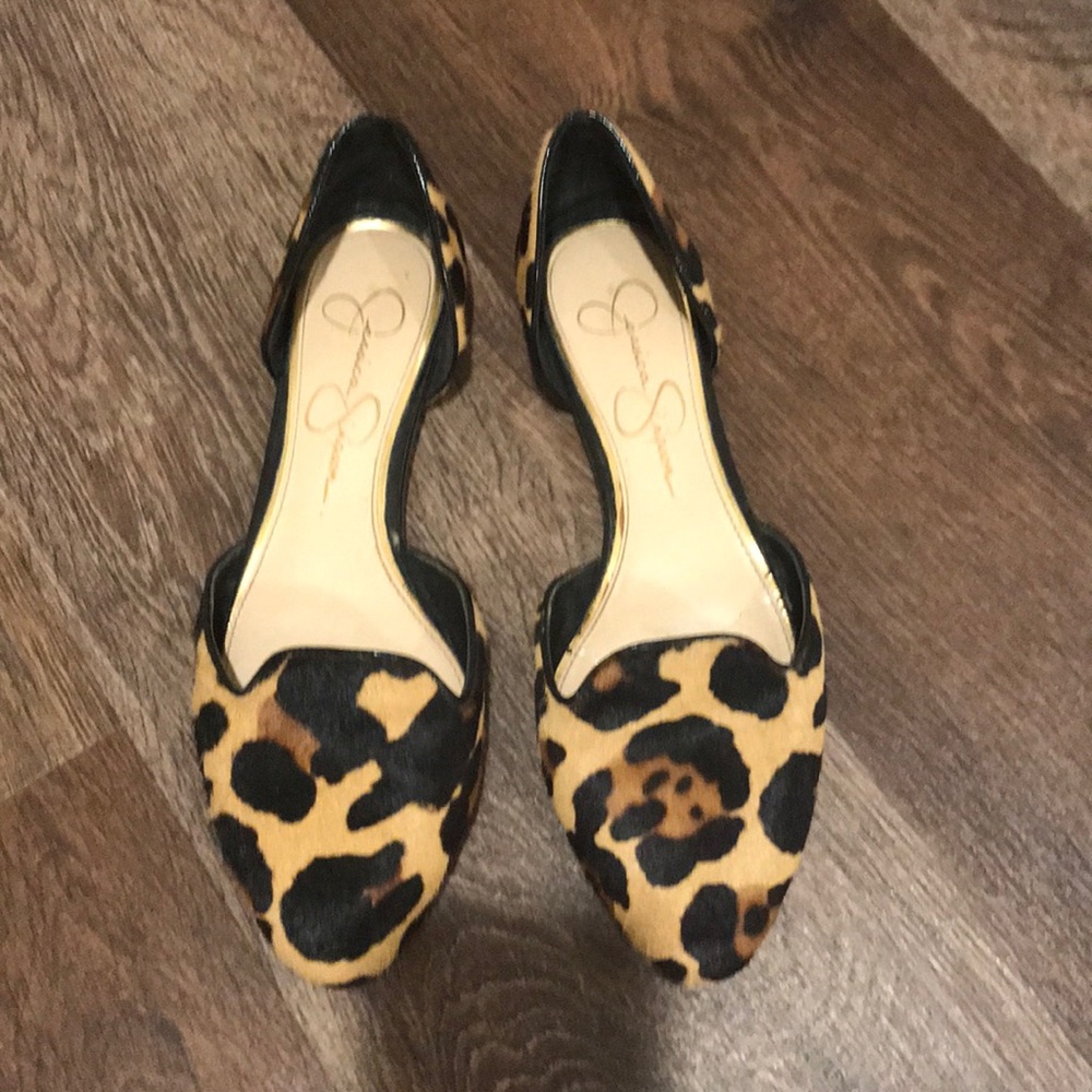 Jessica Simpson leopard Calf hair flats